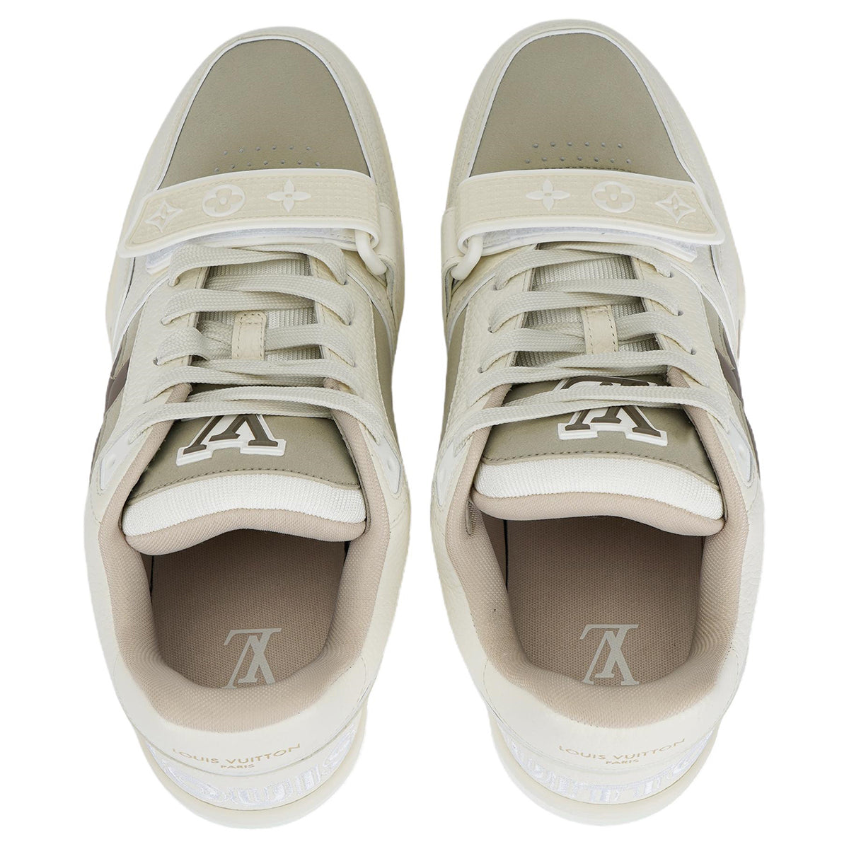 Louis Vuitton Trainer Suede Lace-Up Low-Top Sneakers in Beige