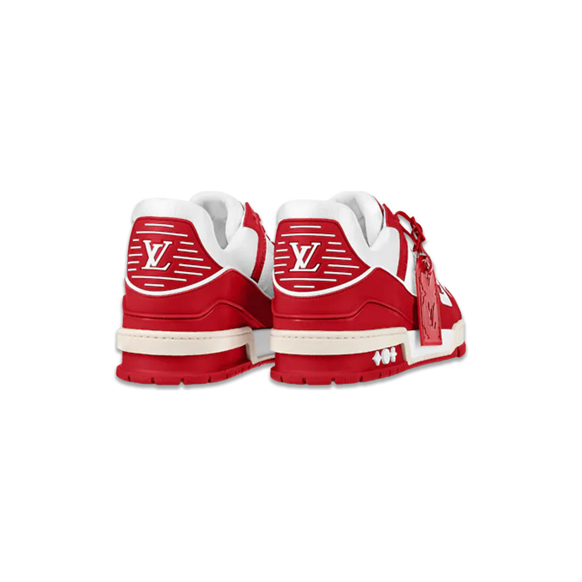 Louis Vuitton Trainer Grained Leather & Textile Low-Top Sneakers in Red – Unisex