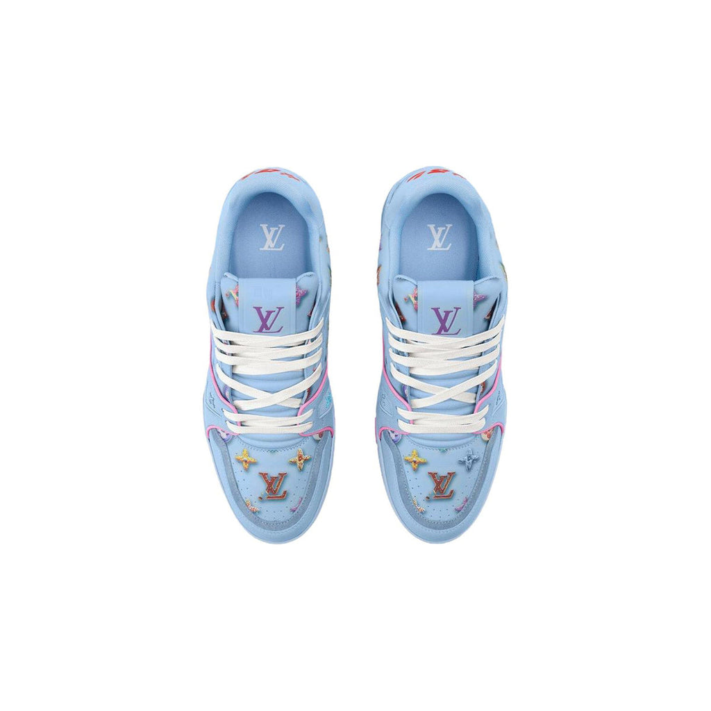 Louis Vuitton Trainer Leather Donut Motif Lace-Up Low-Top Sneakers in Ocean Blue – Unisex