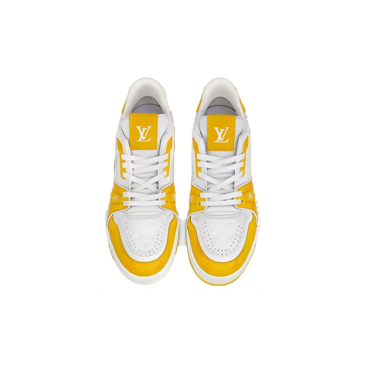 Louis Vuitton Trainer Lace-Up Low-Top Sneakers in White & Yellow – Unisex