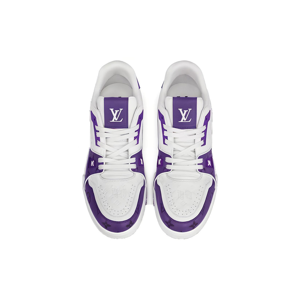 Louis Vuitton Trainer Lace-Up Low-Top Sneakers in White & Purple – Unisex