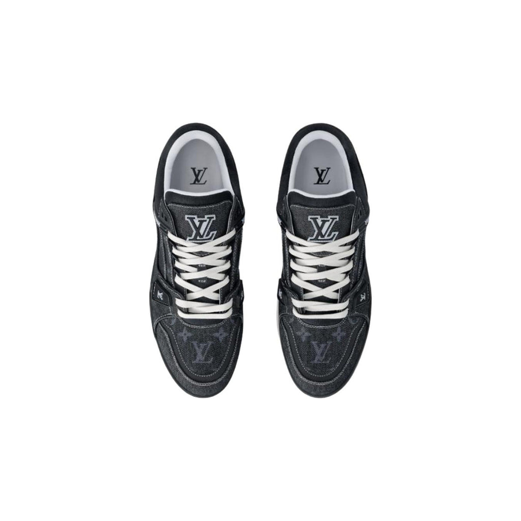 Louis Vuitton Trainer Denim Lace-Up Low-Top Sneakers in Black – Unisex