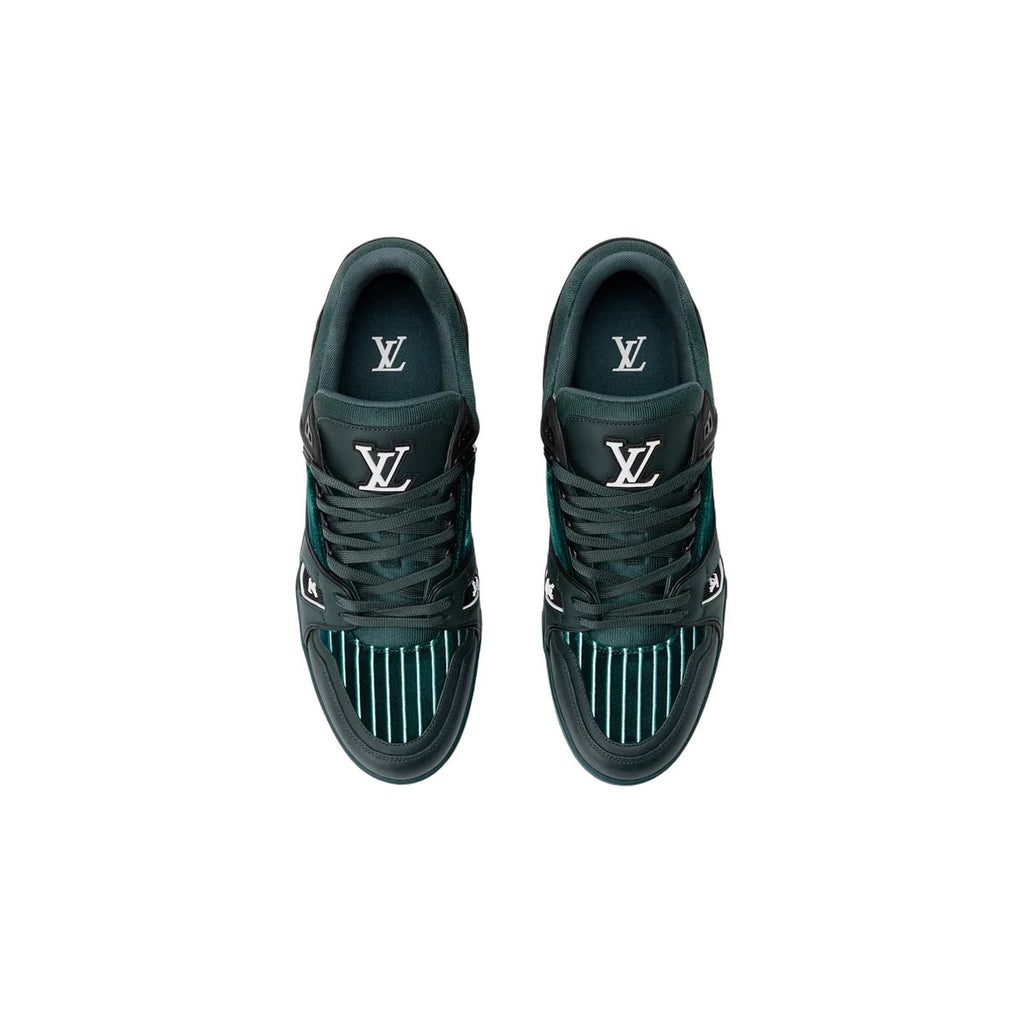 Louis Vuitton Trainer Velvet Floral & Stripe Low-Top Sneakers in Green – Unisex