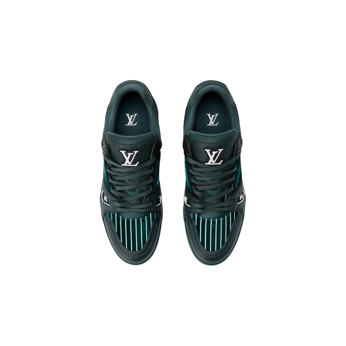Louis Vuitton Trainer Velvet Floral & Stripe Low-Top Sneakers in Green – Unisex