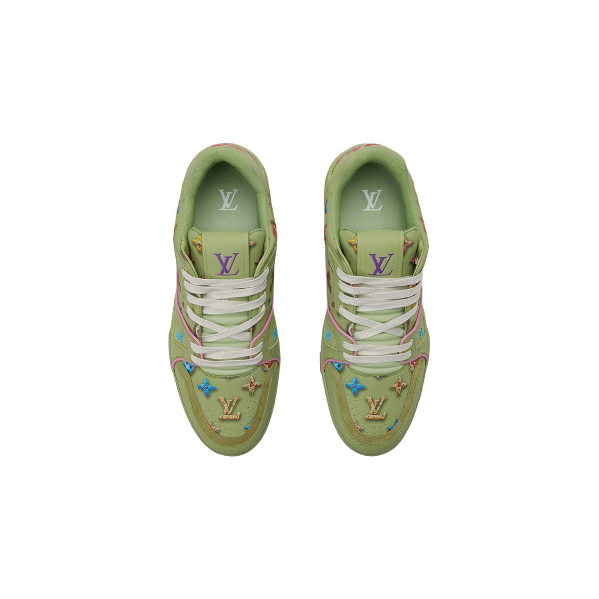 Louis Vuitton Trainer Leather Donut-Motif Lace-Up Low-Top Sneakers in Green – Unisex