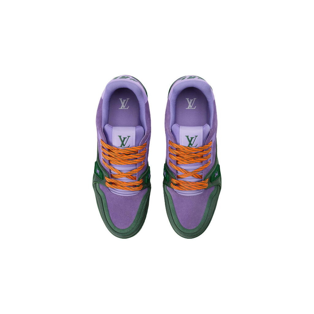 Louis Vuitton Trainer Suede Leather Lace-Up Low-Top Sneakers in Purple & Green – Unisex