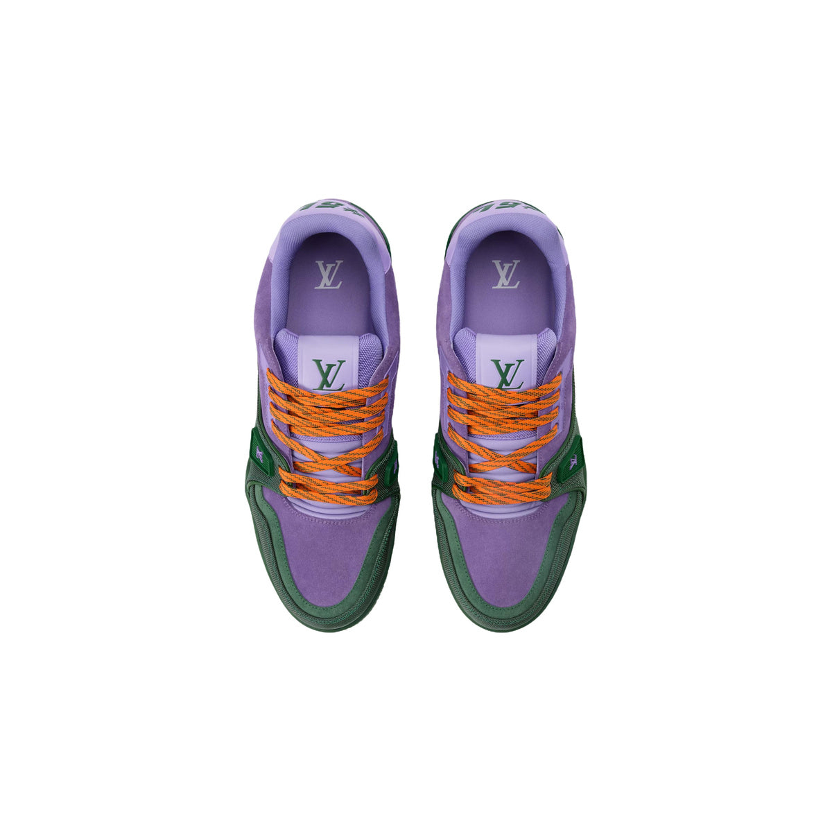 Louis Vuitton Trainer Suede Leather Lace-Up Low-Top Sneakers in Purple & Green – Unisex