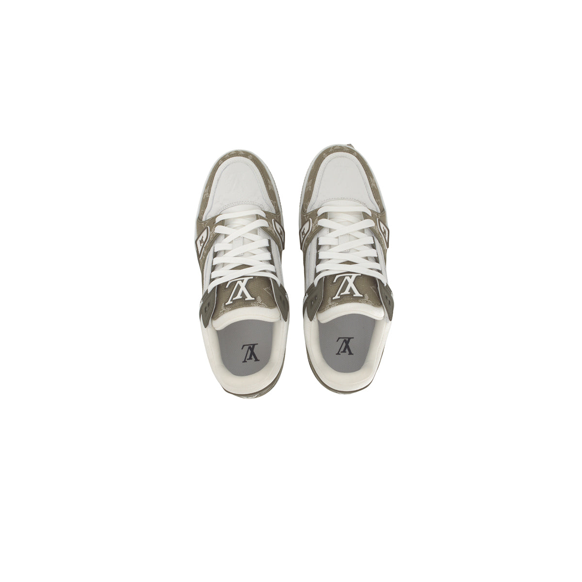 Louis Vuitton Trainer Lace-Up Low-Top Sneakers in Green with LV Logo Print