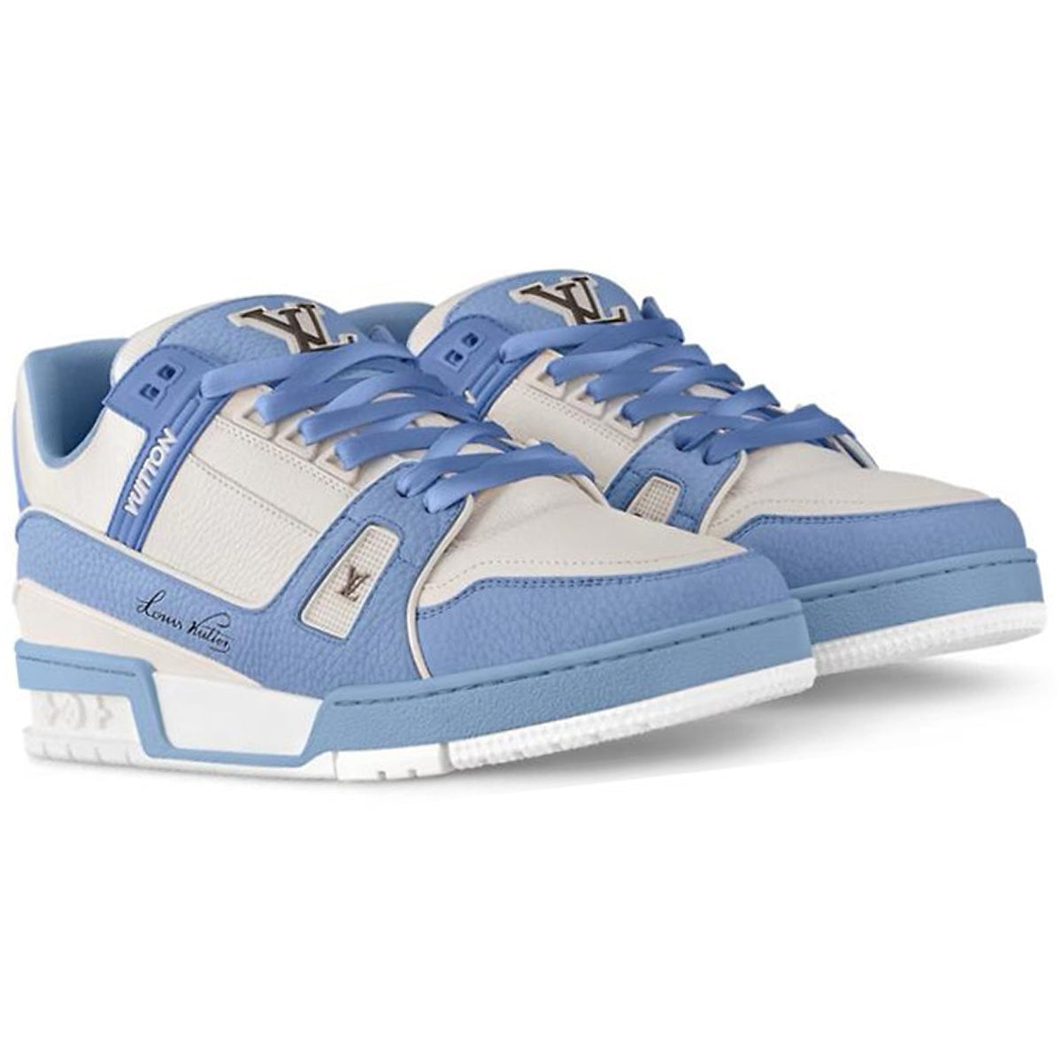 Louis Vuitton Trainer Leather Lace-Up Low-Top Sneakers in Navy Blue – Unisex