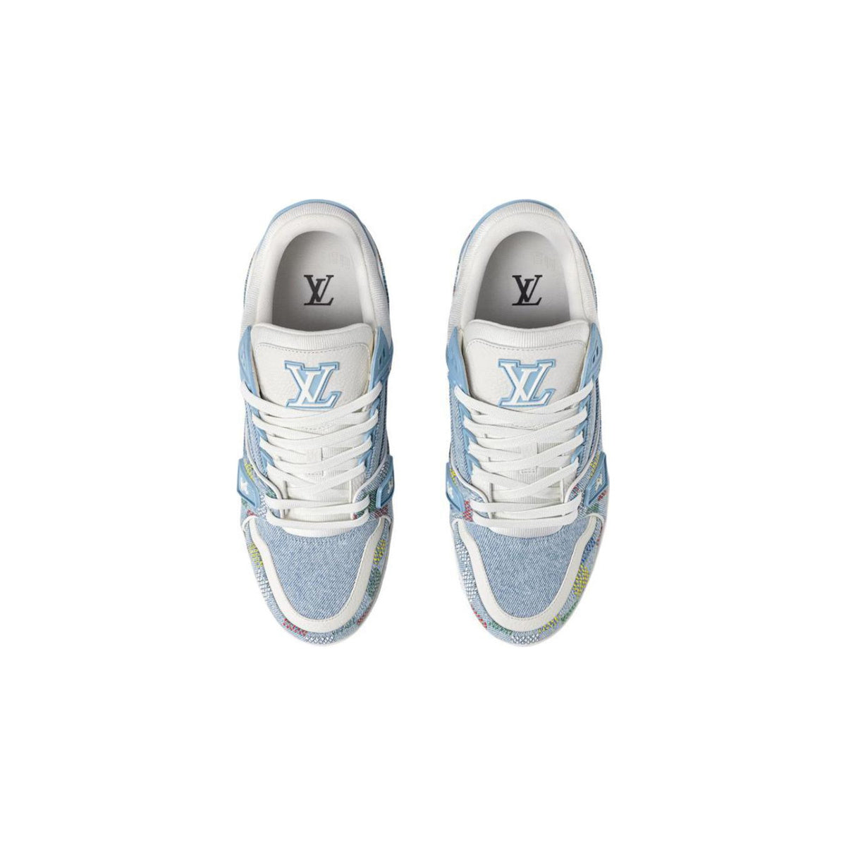 Louis Vuitton Trainer SS25 Denim Logo Detail Low-Top Sneakers in Blue – Unisex