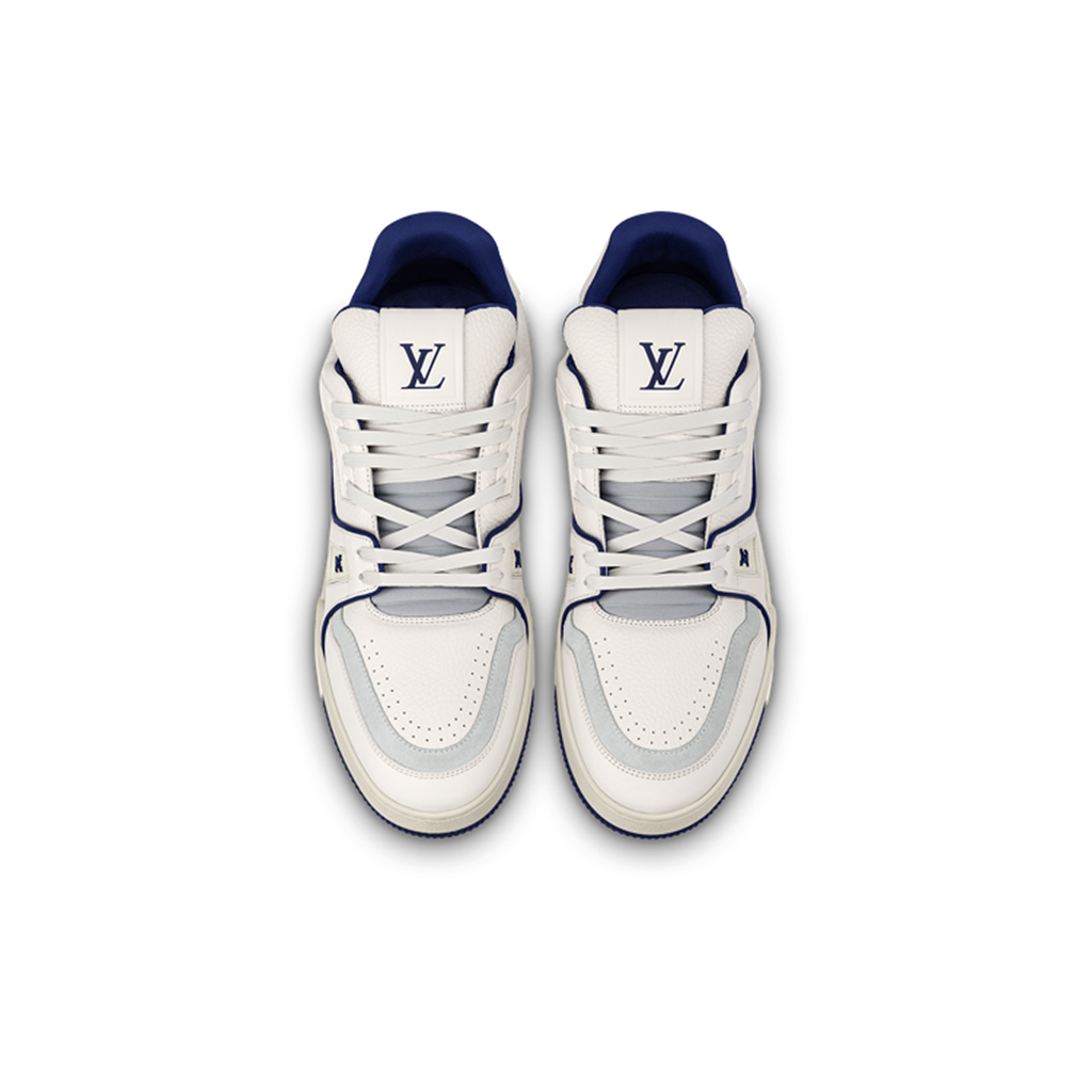Louis Vuitton Trainer Lace-Up Low-Top Sneakers in White & Blue – Unisex