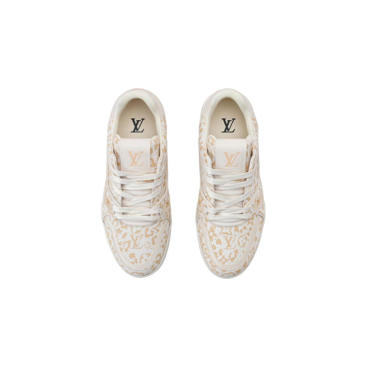 Louis Vuitton Trainer Grained Calf Leather Leopard Print Low-Top Sneakers in Light Beige – WoUnisex