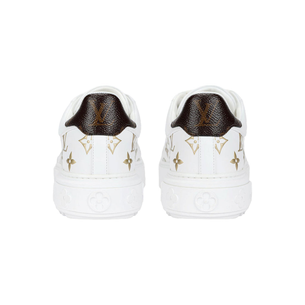 Louis Vuitton Time Out Logo-Print Leather Low-Top Sneakers in White & Gold – WoUnisex