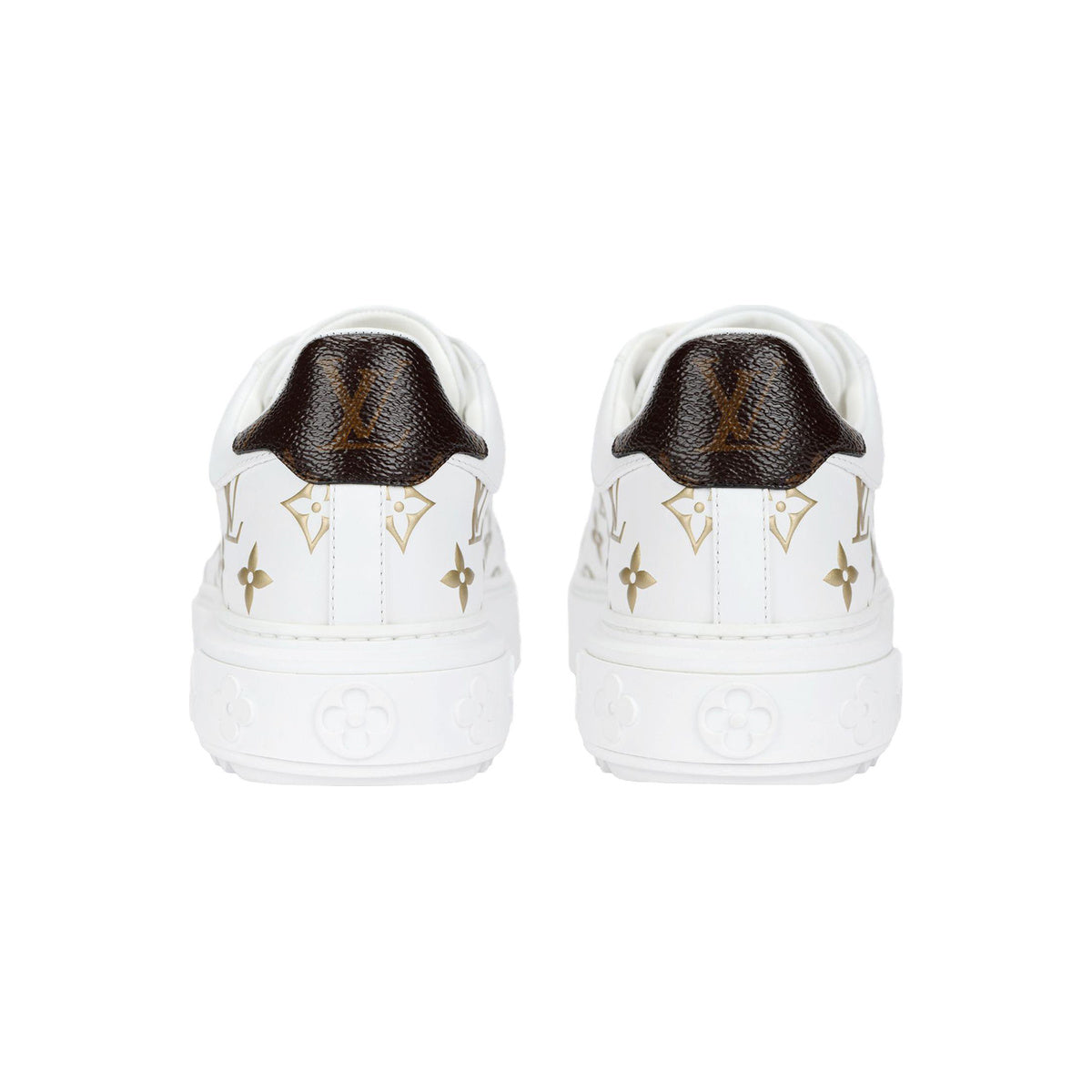 Louis Vuitton Time Out Logo-Print Leather Low-Top Sneakers in White & Gold – WoUnisex