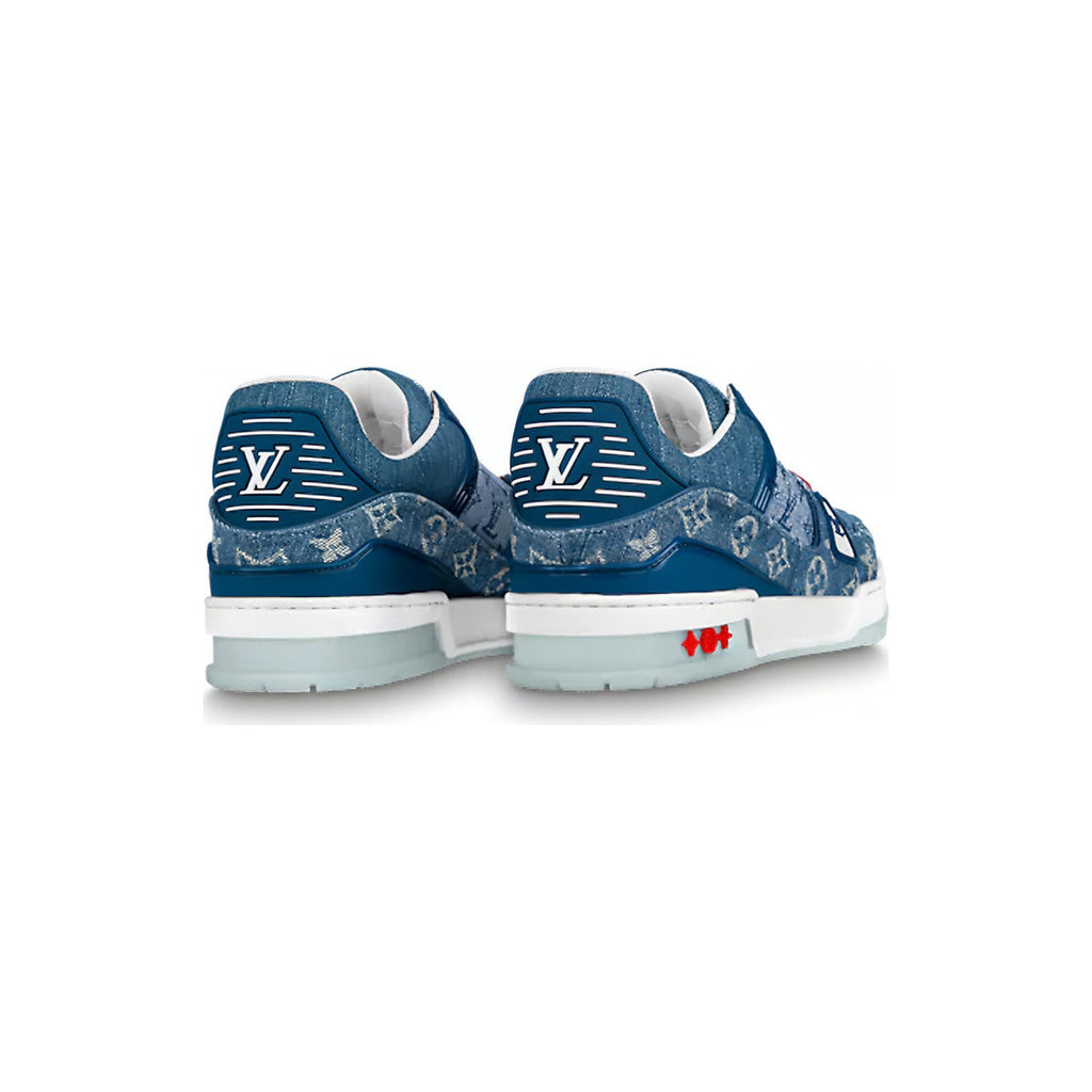 Louis Vuitton Trainer Leather Low-Top Sneakers in Denim Blue & Red – Unisex