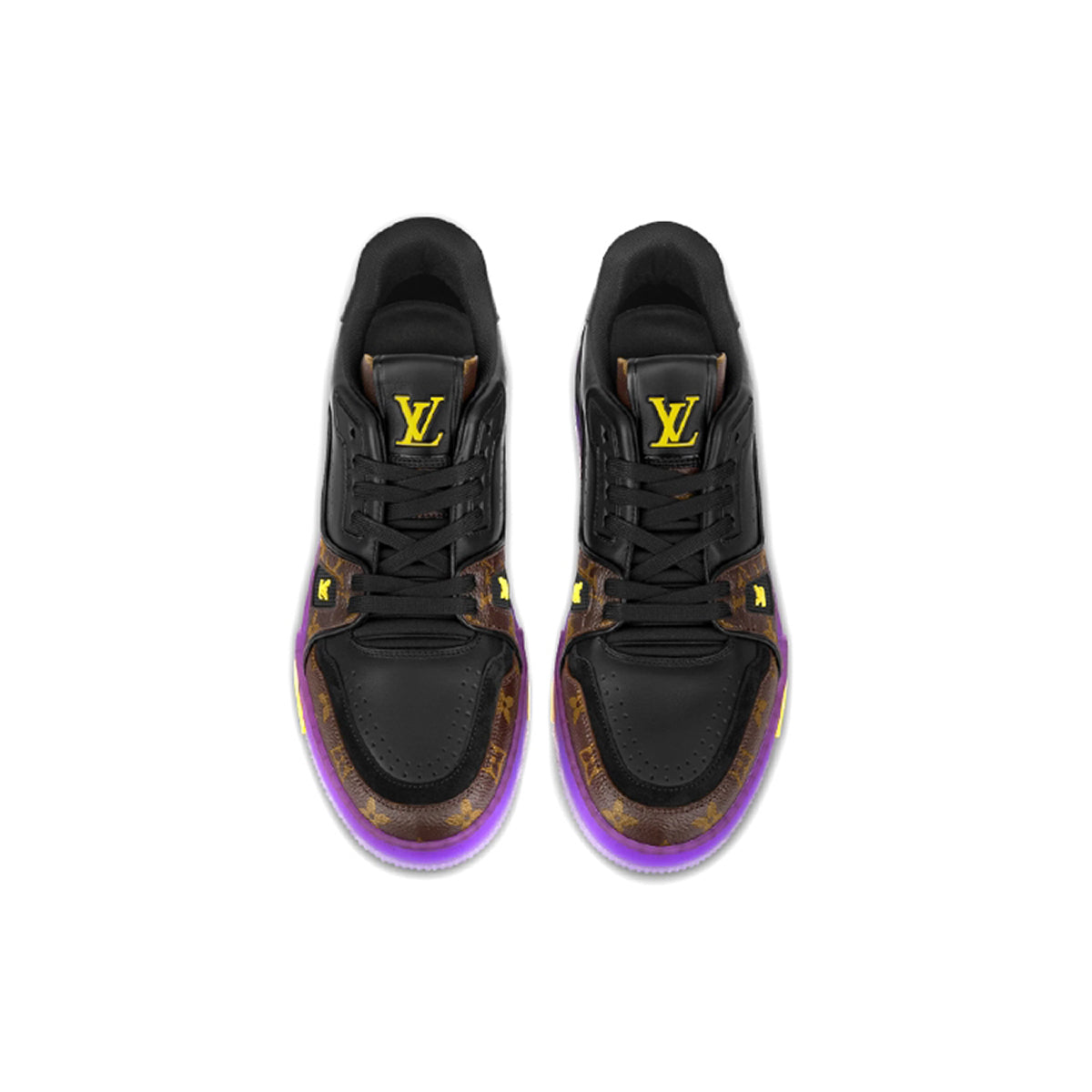 Louis Vuitton Trainer Leather Lace-Up Low-Top Sneakers in Purple & Gold – Unisex