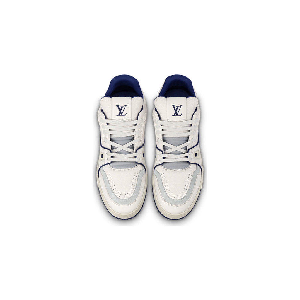 Louis Vuitton Trainer Flat Sole Low-Top Sneakers in White & Blue – Unisex