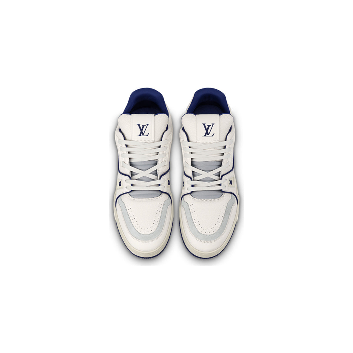 Louis Vuitton Trainer Flat Sole Low-Top Sneakers in White & Blue – Unisex