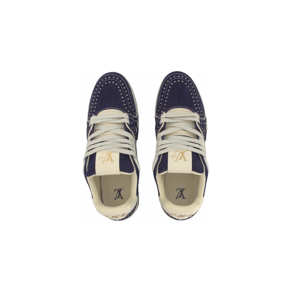 Louis Vuitton Trainer Denim & Swarovski Crystal Low-Top Sneakers in Indigo Blue – Unisex