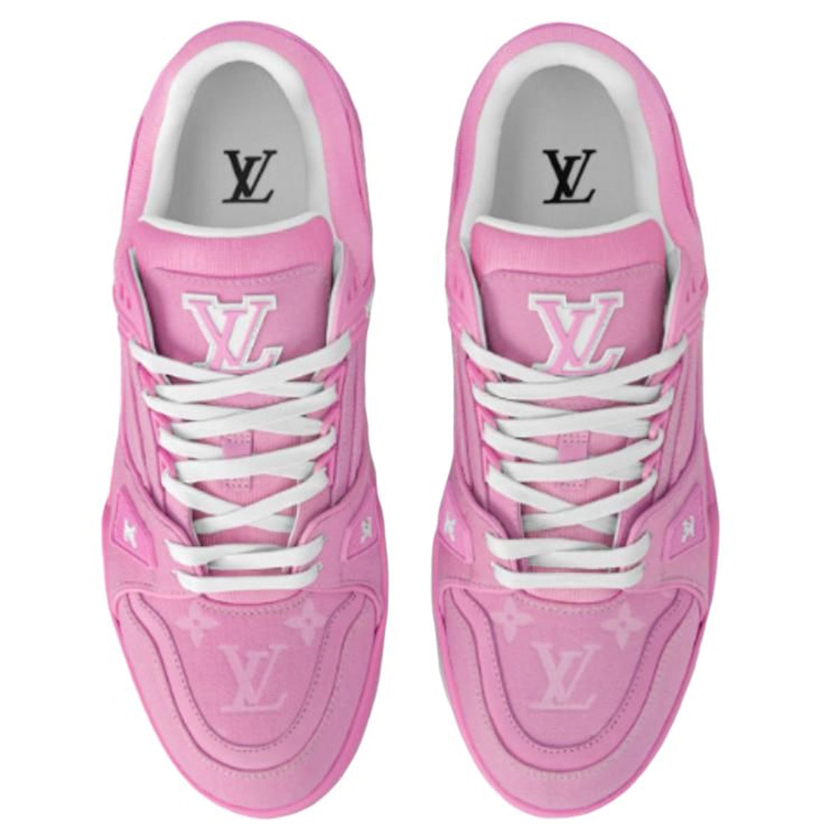 Louis Vuitton Trainer Denim Lace-Up Low-Top Sneakers in Pink – WoUnisex