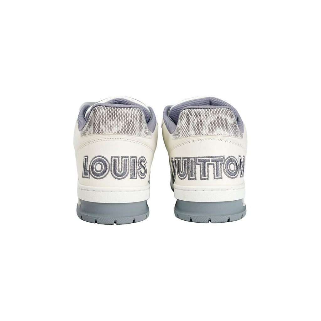 Louis Vuitton Trainer Python Leather Detail & Suede Calf Leather Lace-Up Velcro Low-Top Sneakers in Grey – Unisex