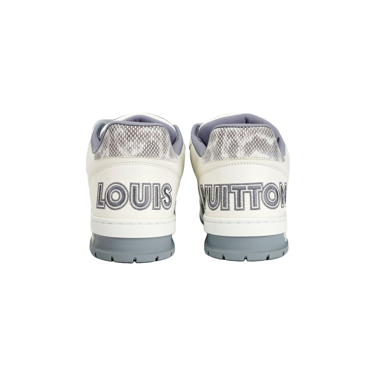 Louis Vuitton Trainer Python Leather Detail & Suede Calf Leather Lace-Up Velcro Low-Top Sneakers in Grey – Unisex