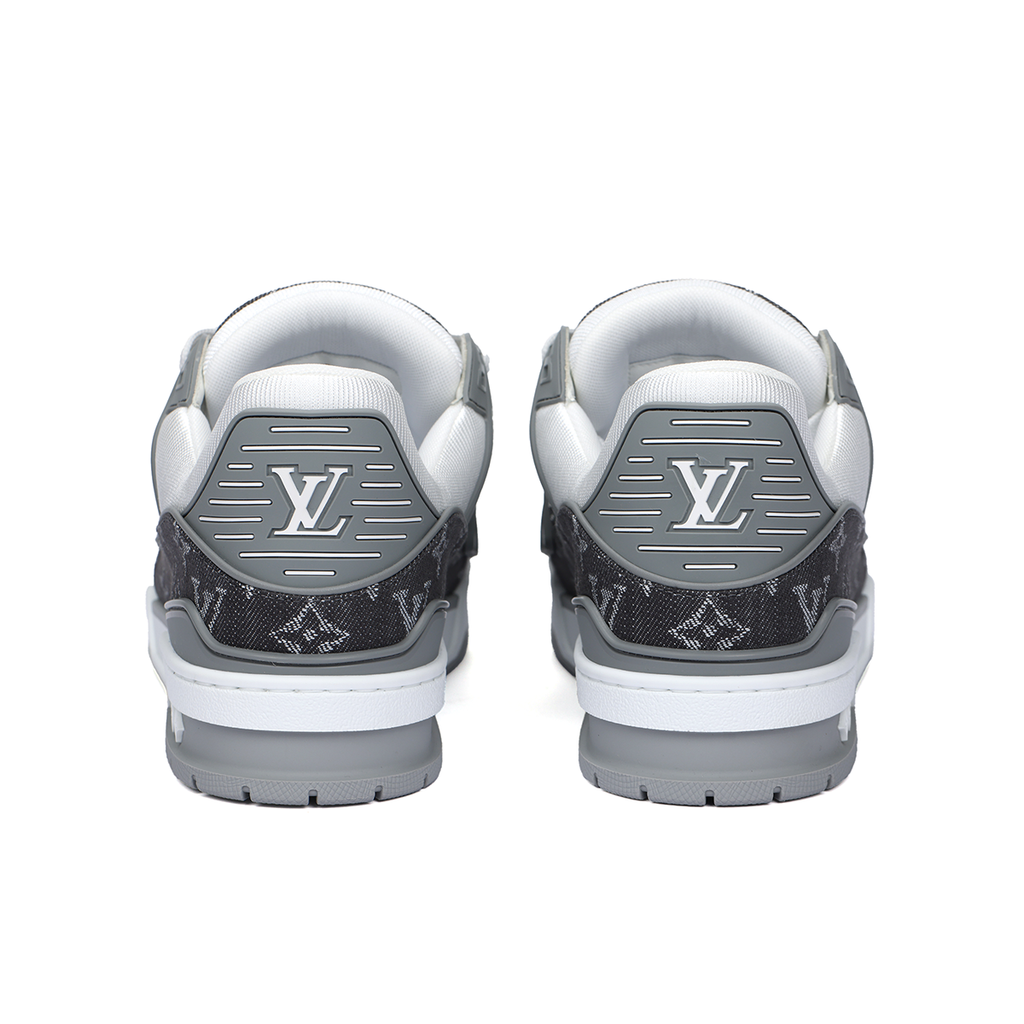 Louis Vuitton Trainer Lace-Up Low-Top Sneakers in Grey & White – Unisex