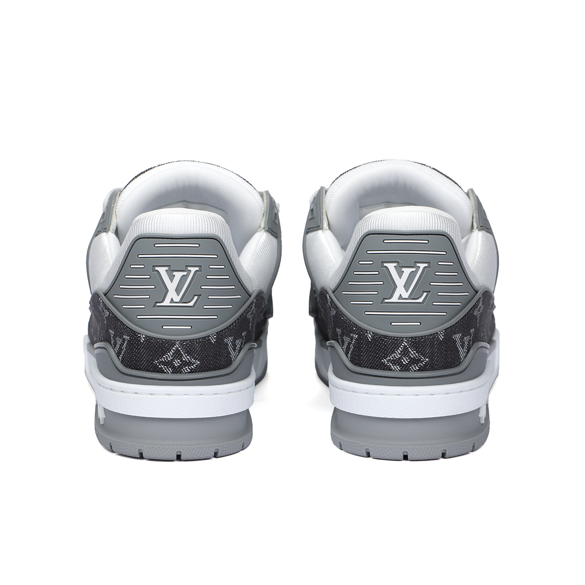 Louis Vuitton Trainer Lace-Up Low-Top Sneakers in Grey & White – Unisex