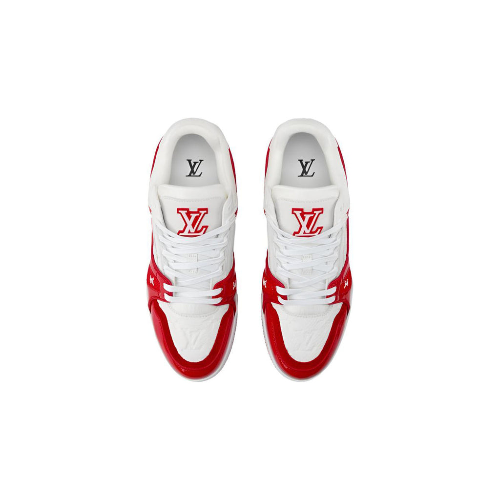 Louis Vuitton Trainer Calf Leather Panelled Low-Top Sneakers in Red – Unisex
