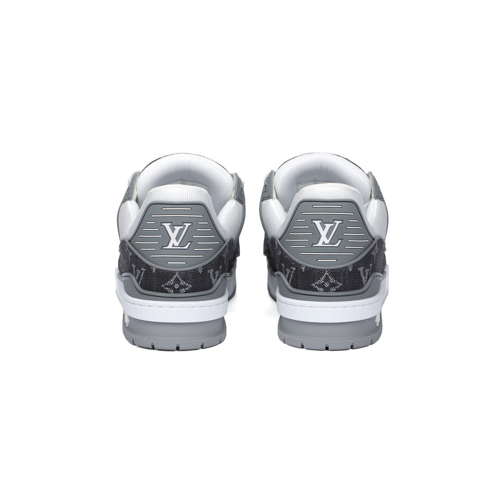 Louis Vuitton Trainer Lace-Up Low-Top Sneakers in Grey & White – Unisex