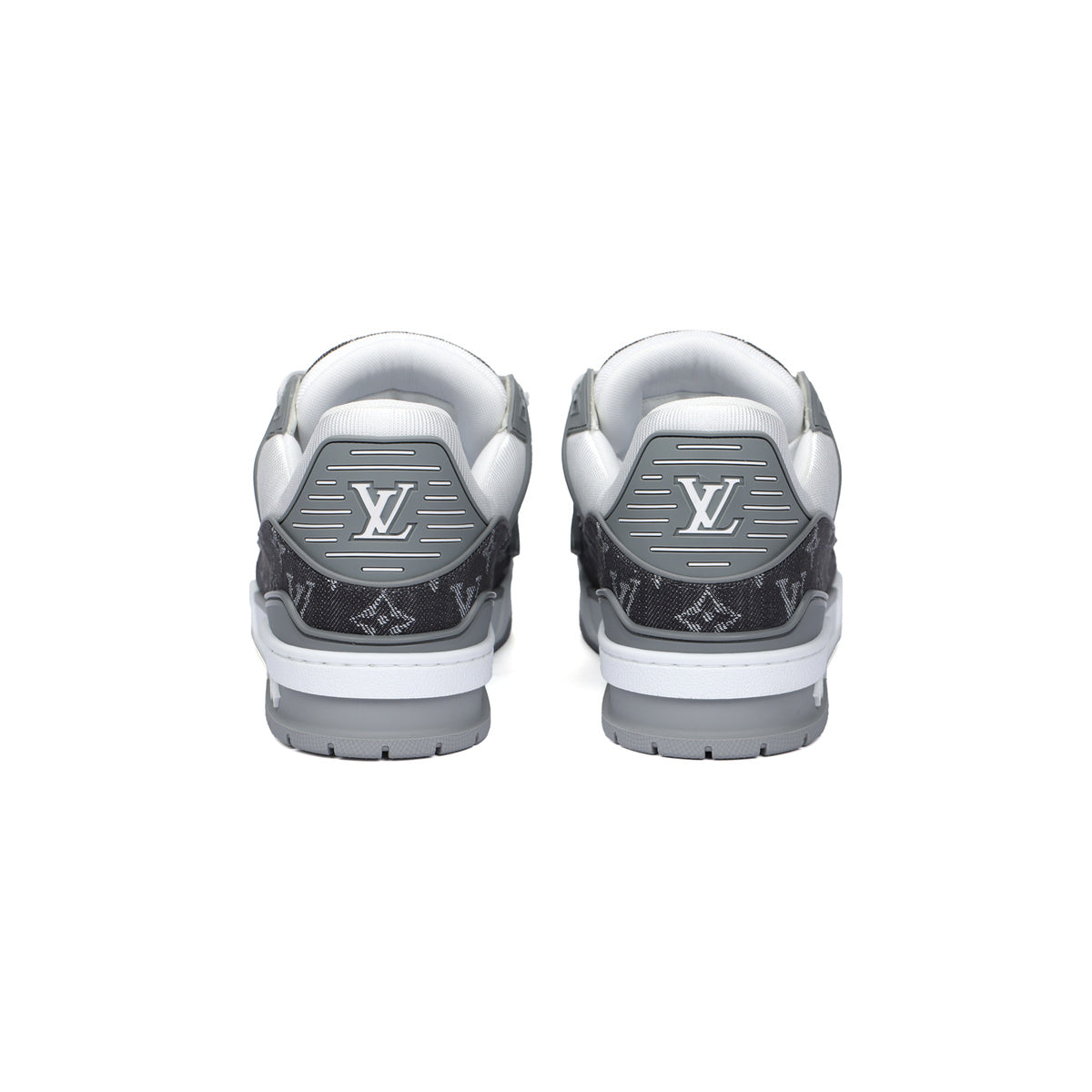 Louis Vuitton Trainer Lace-Up Low-Top Sneakers in Grey & White – Unisex