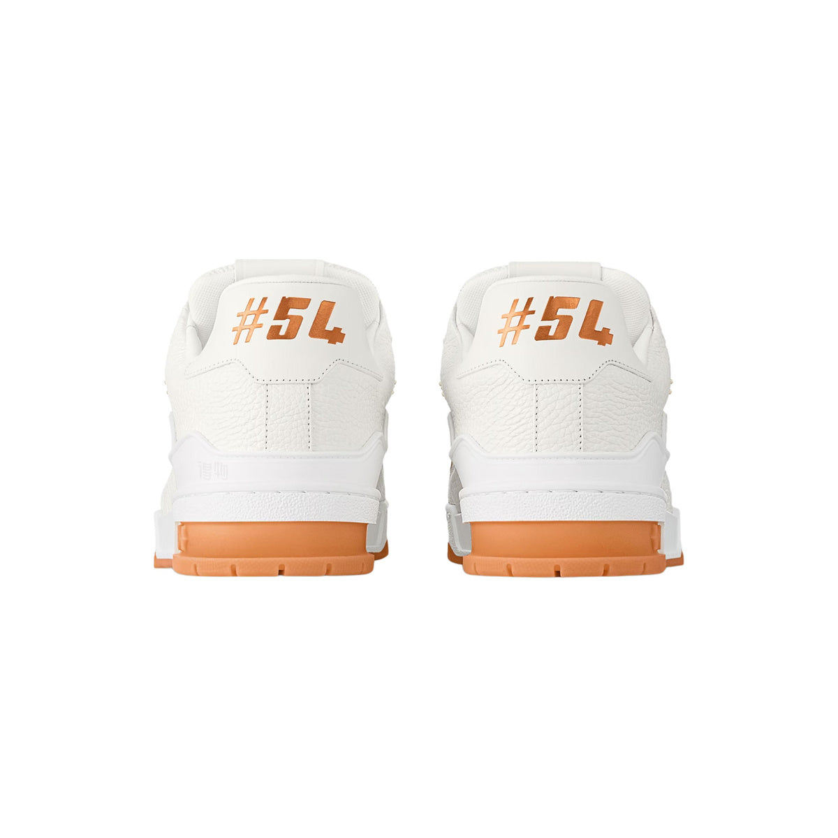 Louis Vuitton Trainer Grained Calf Leather Low-Top Sneakers in White & Orange – Unisex