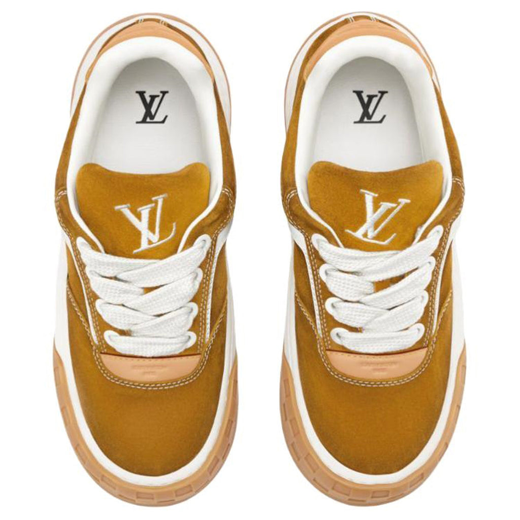 Louis Vuitton Tilted Suede Lace-Up Biscuit-Sole Low-Top Sneakers in Brown – Unisex