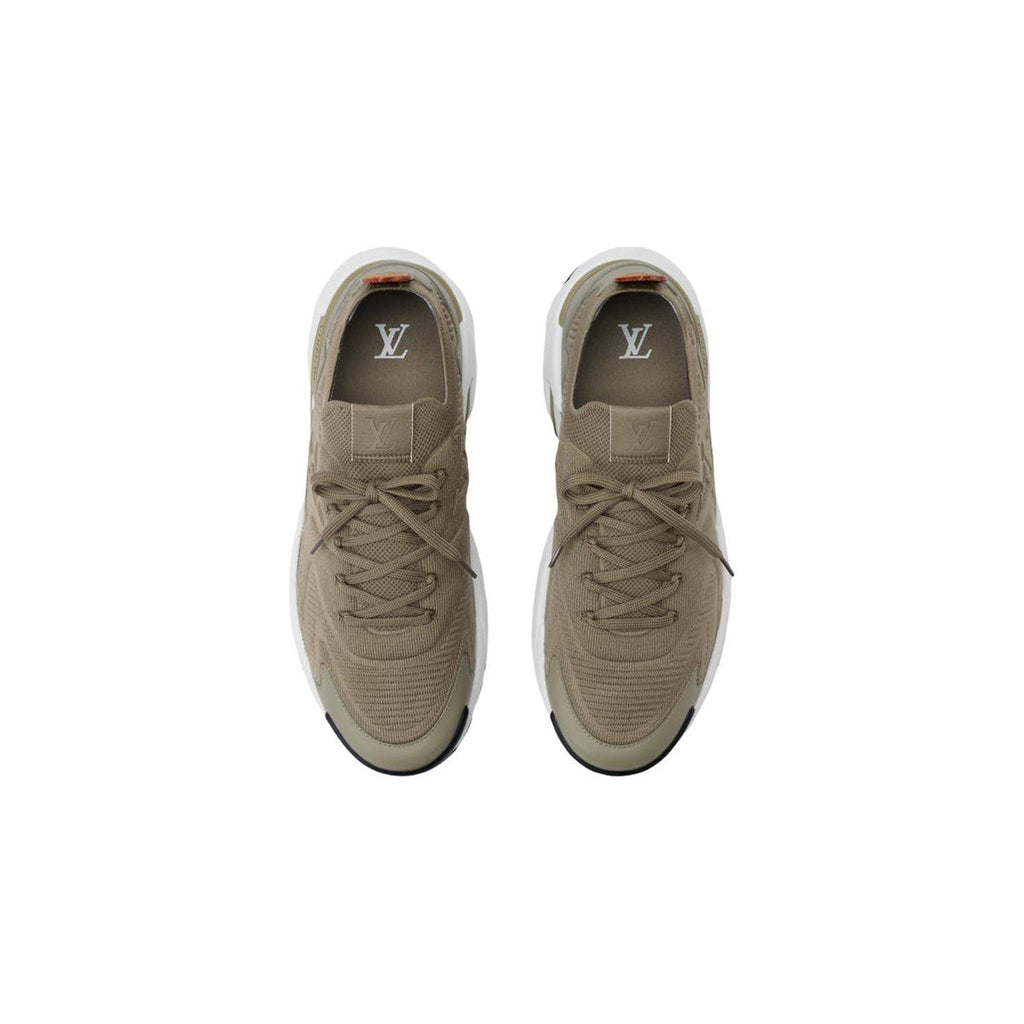 Louis Vuitton Runner Tatic Knit & Leather Trim Lace-Up Low-Top Sneakers in Khaki Green – Unisex