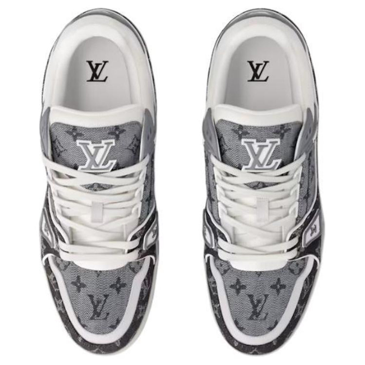 Louis Vuitton Trainer Calf Leather Lace-Up Low-Top Sneakers in Black & White – Unisex