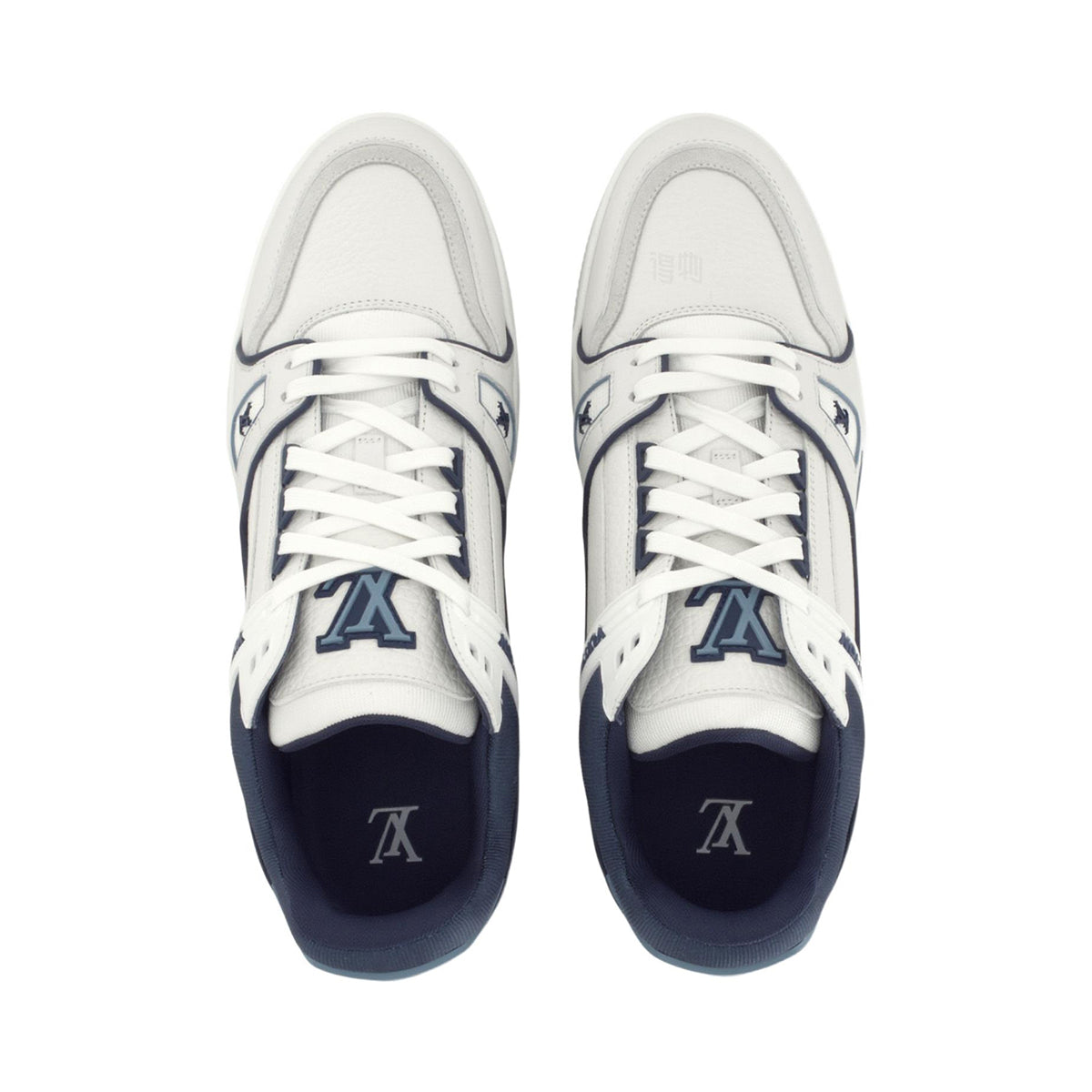 Louis Vuitton Grainy Calf Leather Lace-Up Flat-Sole Low-Top Sneakers in Blue – Unisex