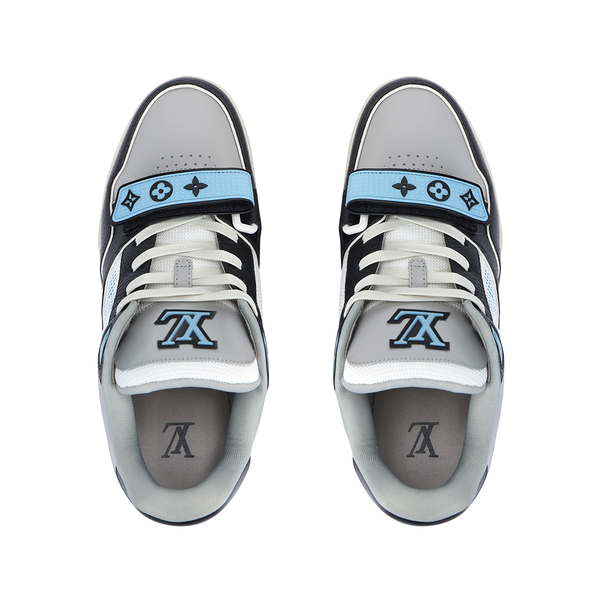Louis Vuitton LV Trainer 1.0 Sneaker – Black / Sky Blue / Grey / White (Velcro Strap)