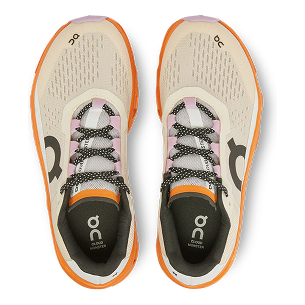 On Cloudmonster Running Shoes – Ivory | Orange