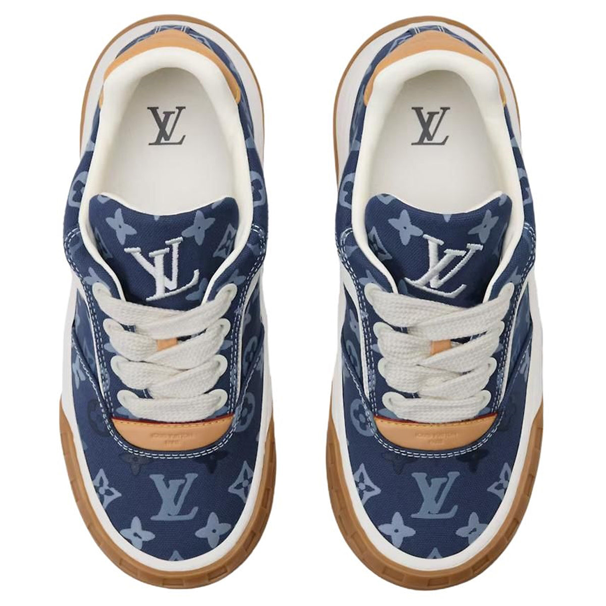 Louis Vuitton Tilted Lace-Up Biscuit-Sole Low-Top Sneakers in Blue – Unisex