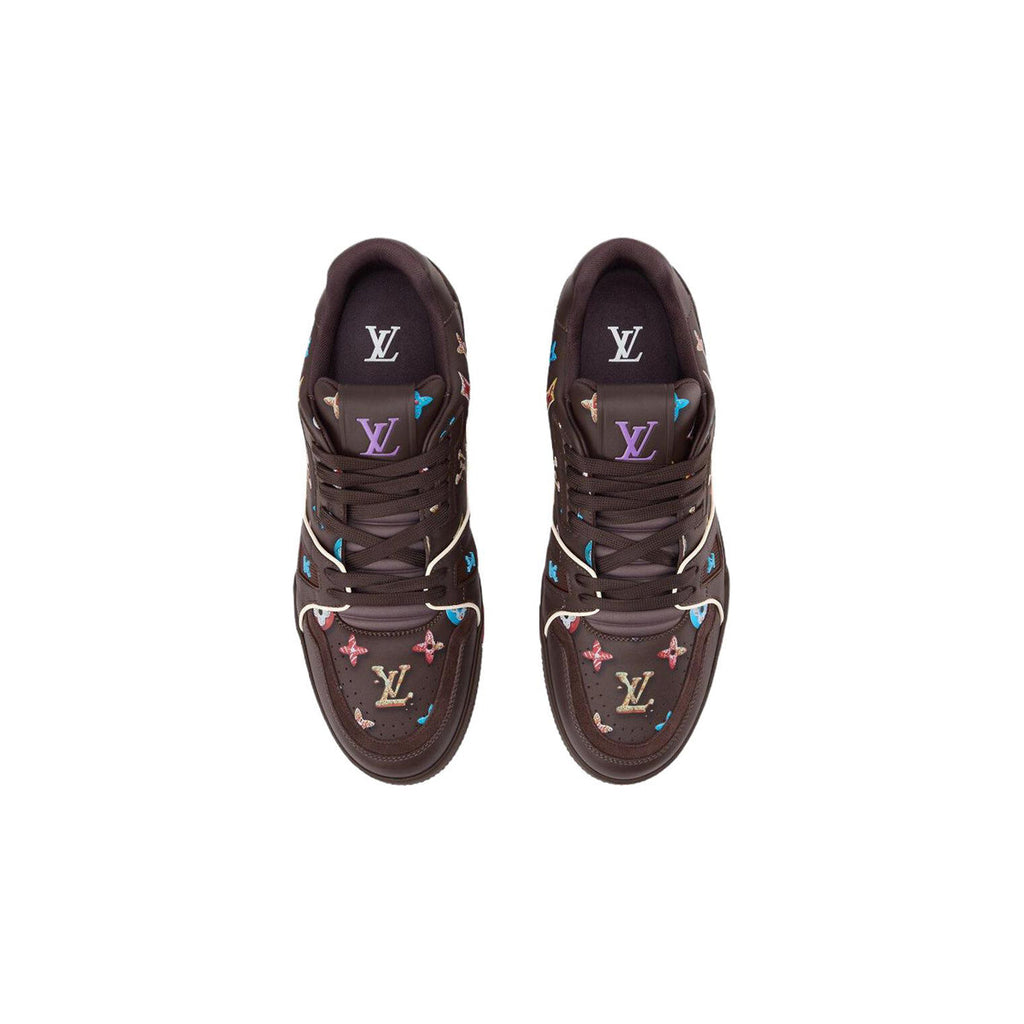 Louis Vuitton Trainer Leather Donut-Motif Lace-Up Low-Top Sneakers in Chestnut Brown – Unisex