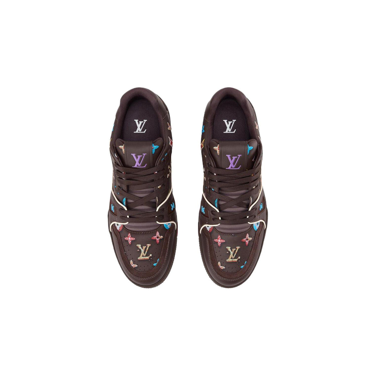 Louis Vuitton Trainer Leather Donut-Motif Lace-Up Low-Top Sneakers in Chestnut Brown – Unisex