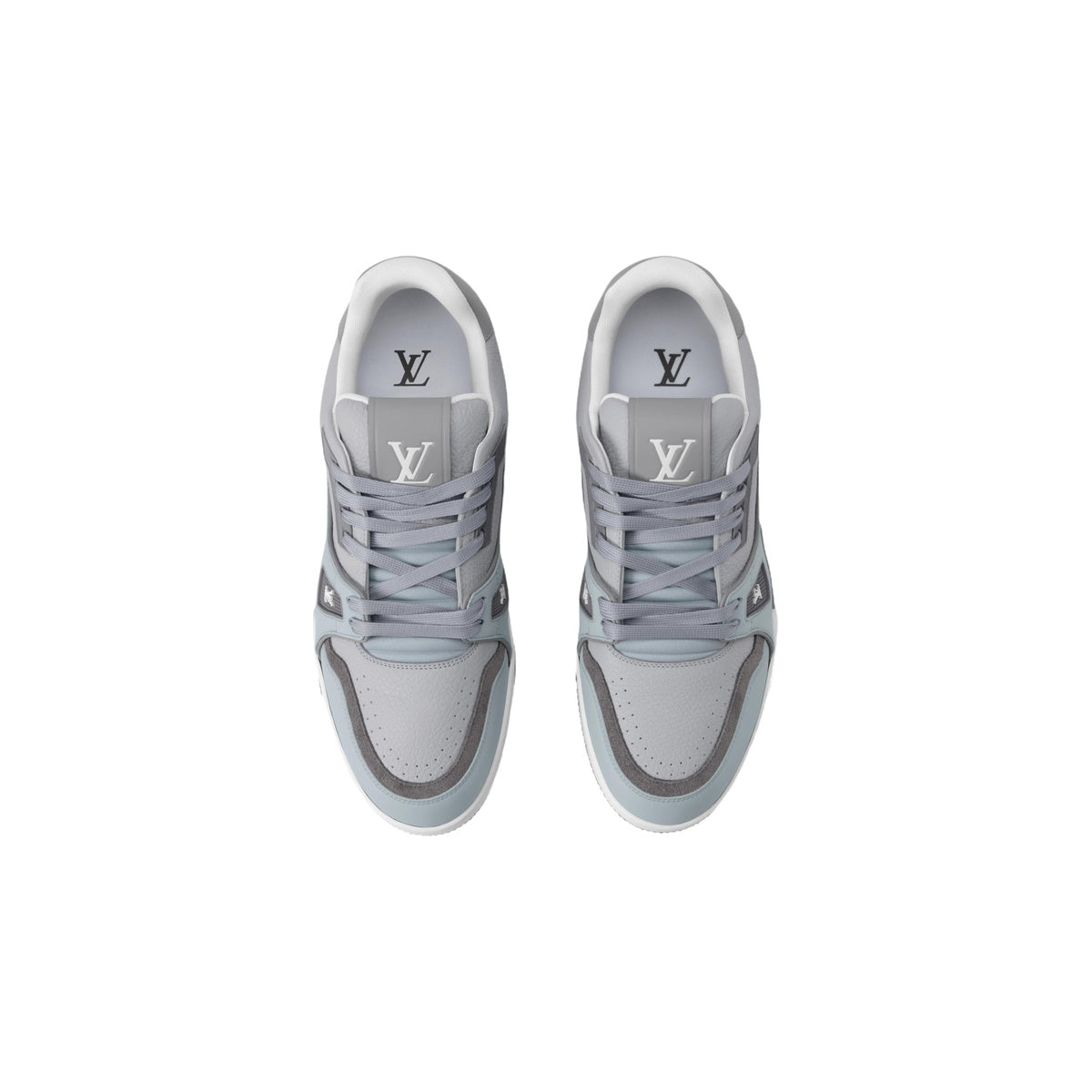 Louis Vuitton Trainer Grained Calf Leather Lace-Up Low-Top Sneakers in Grey – Unisex