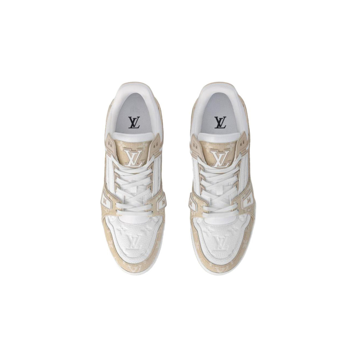 Louis Vuitton Trainer Calf Leather Lace-Up Low-Top Sneakers in Light Beige – Unisex