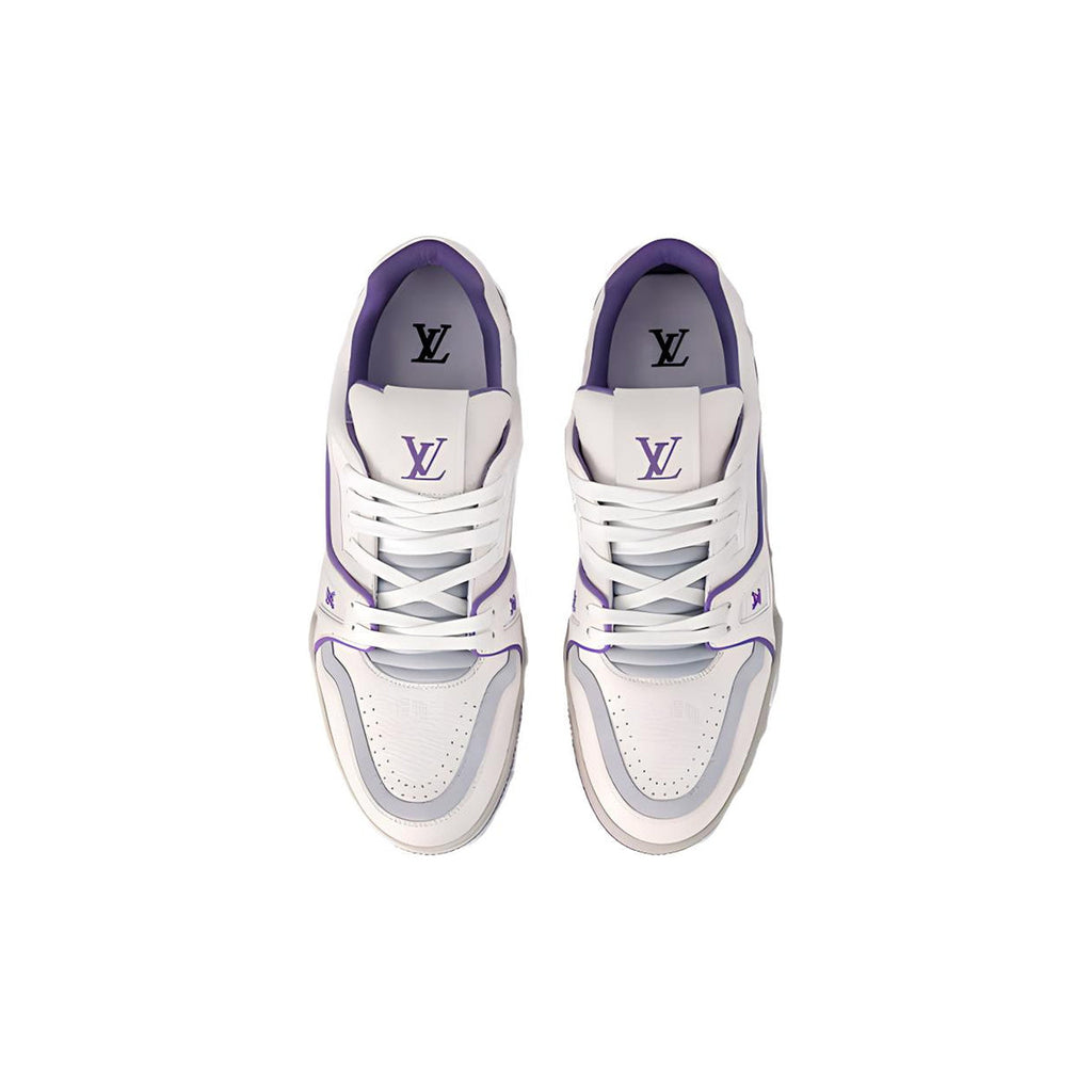Louis Vuitton Trainer Leather Low-Top Sneakers in White & Purple – Unisex