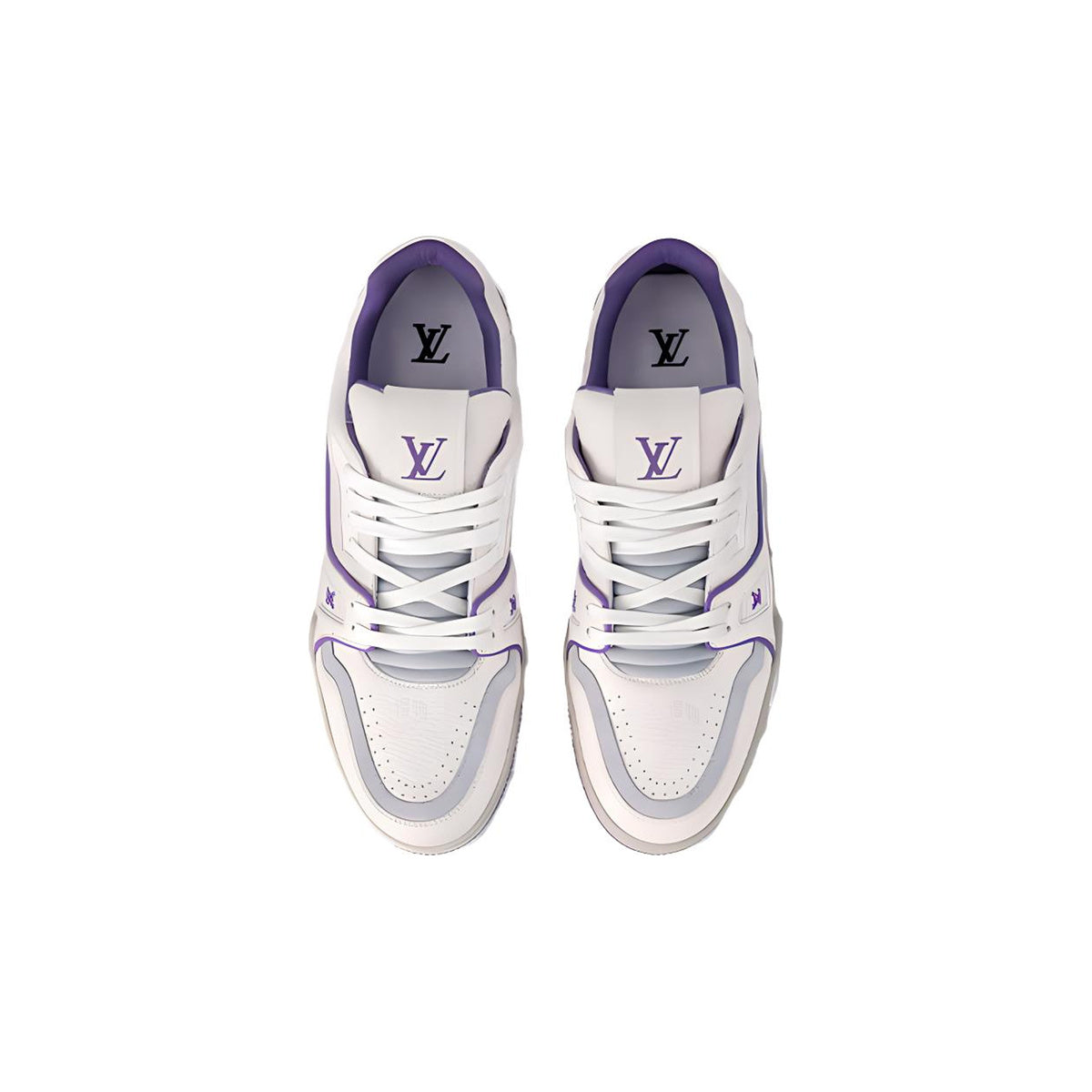 Louis Vuitton Trainer Leather Low-Top Sneakers in White & Purple – Unisex