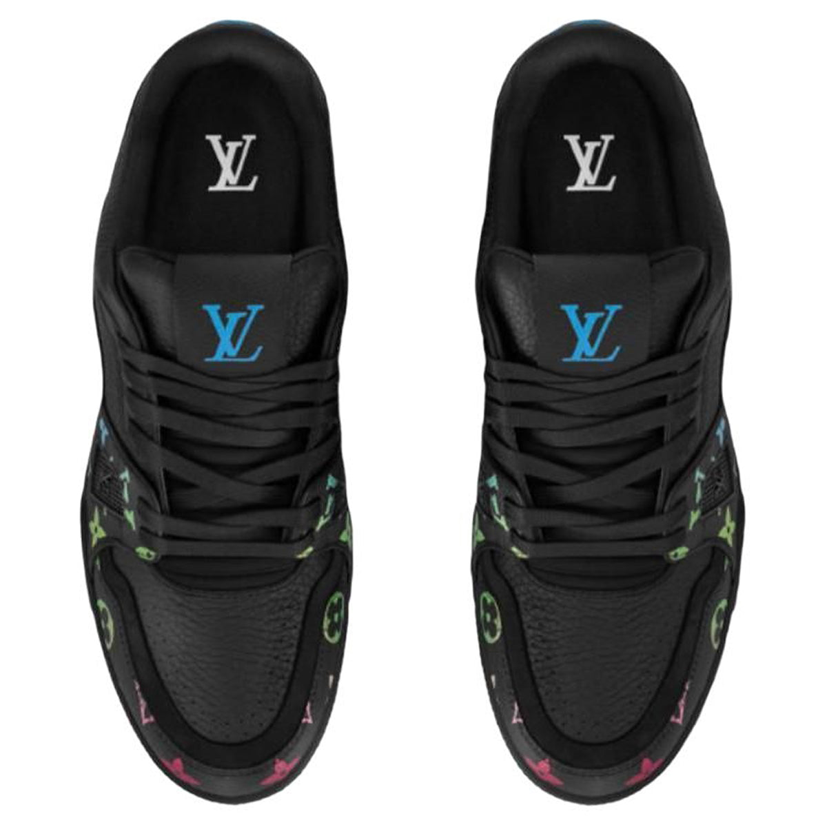 Louis Vuitton Trainer Calf Leather Lace-Up Low-Top Sneakers in Black Pattern – Unisex