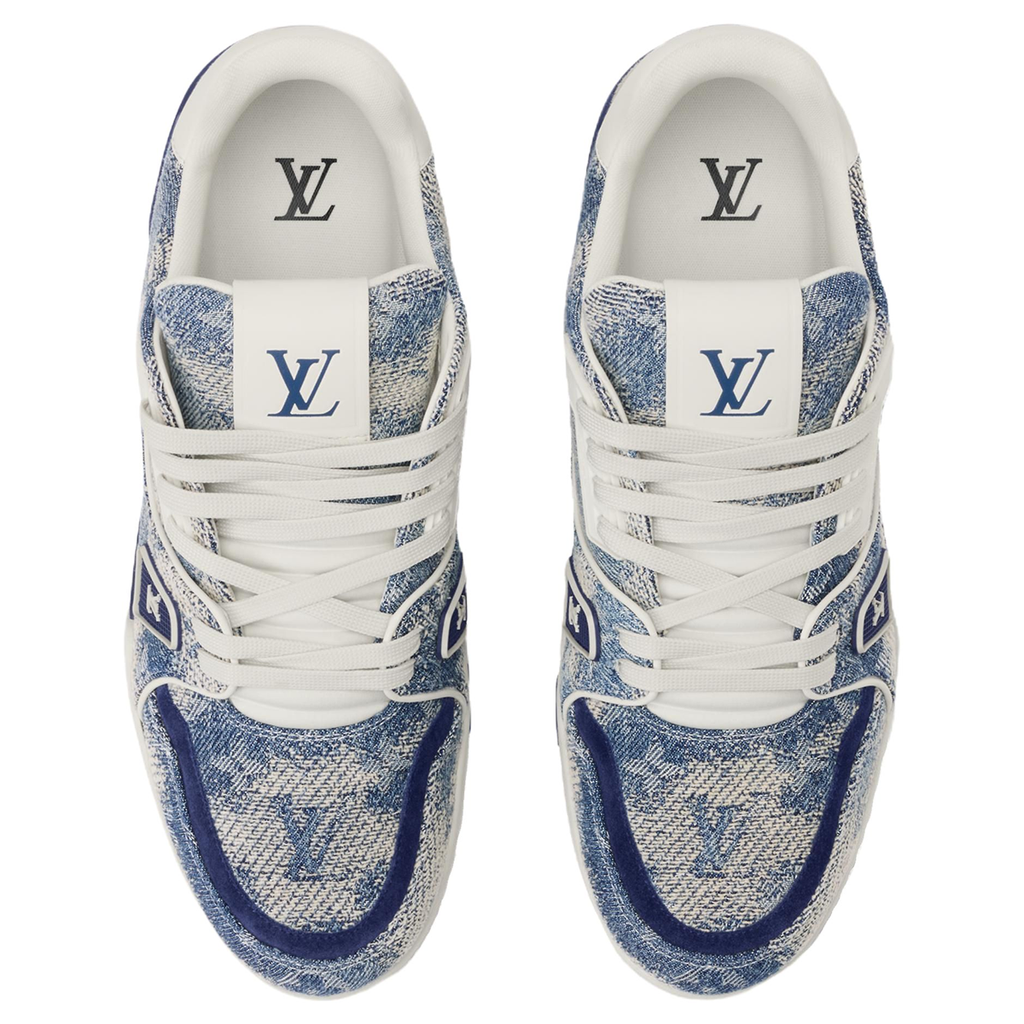 Louis Vuitton Trainer Denim & Leather Lace-Up Platform Low-Top Sneakers in Blue – Unisex
