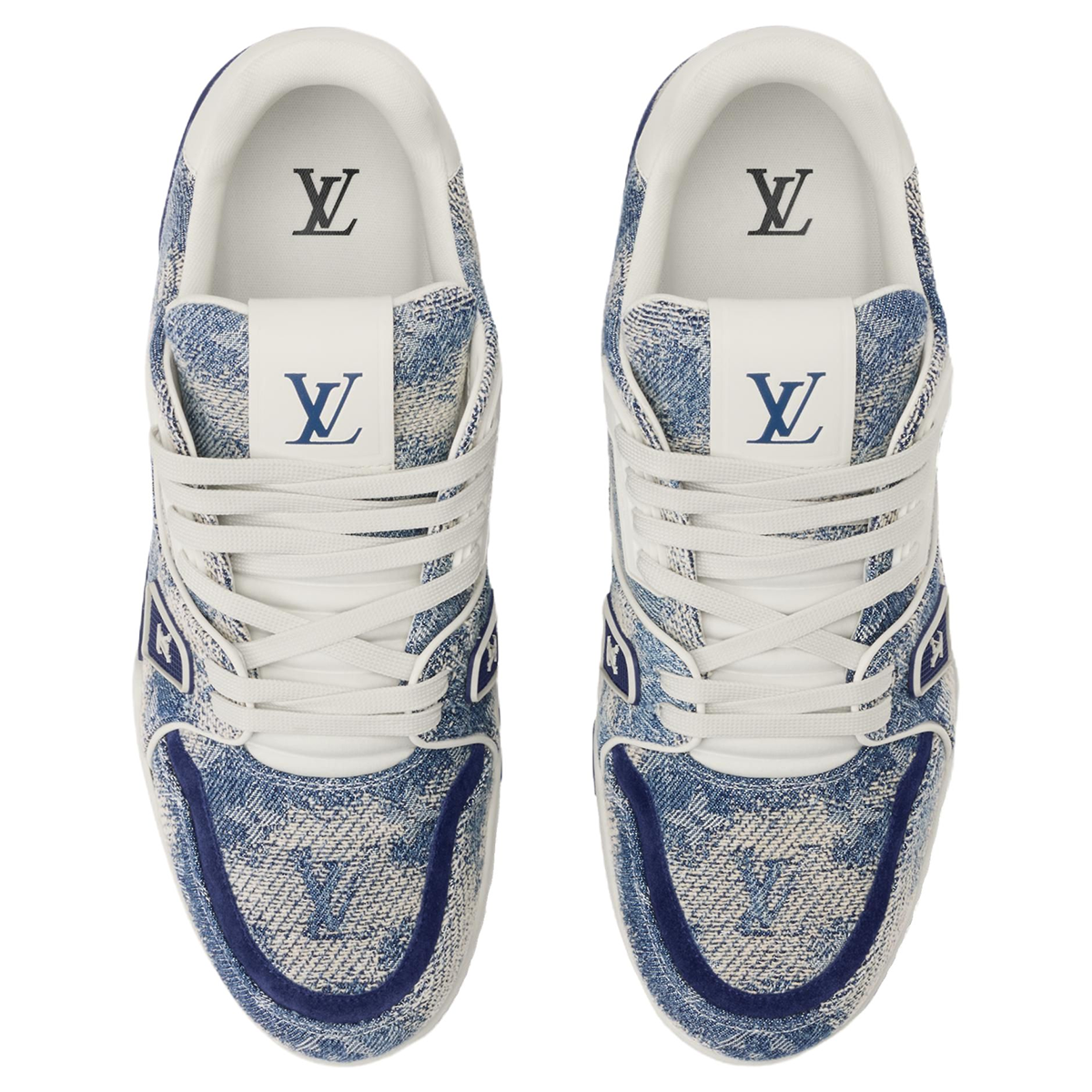 Louis Vuitton Trainer Denim & Leather Lace-Up Platform Low-Top Sneakers in Blue – Unisex