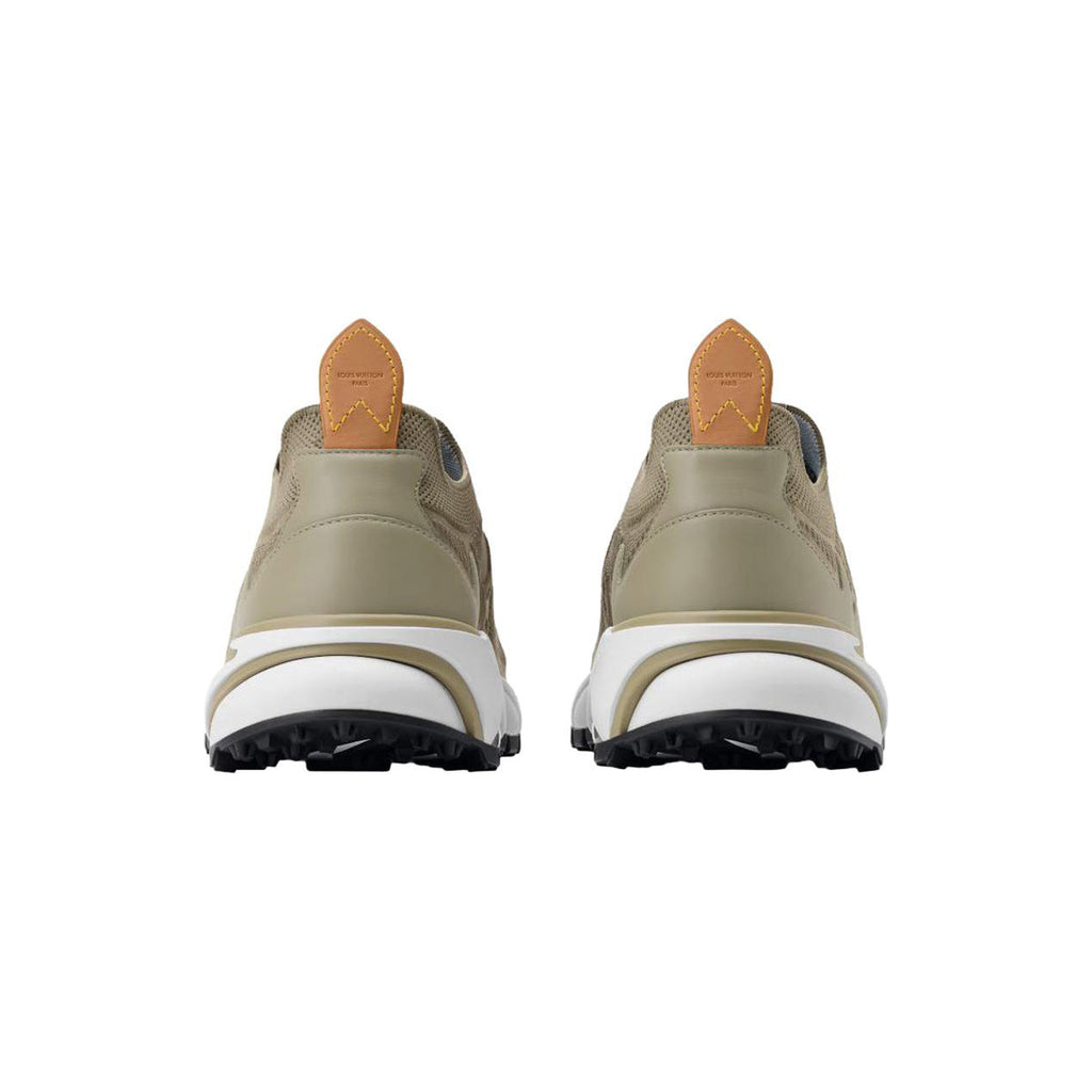Louis Vuitton Runner Tatic Knit & Leather Trim Lace-Up Low-Top Sneakers in Khaki Green – Unisex
