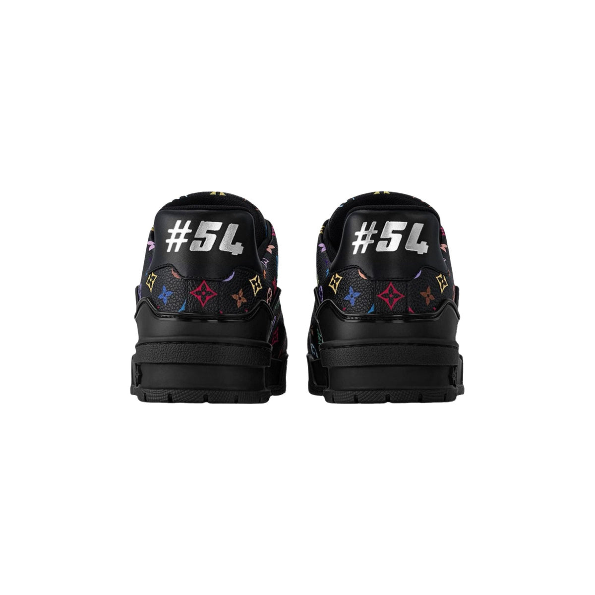 Louis Vuitton × Takashi Murakami Trainer Grained Calf Leather Signature Print Low-Top Sneakers in Black – WoUnisex